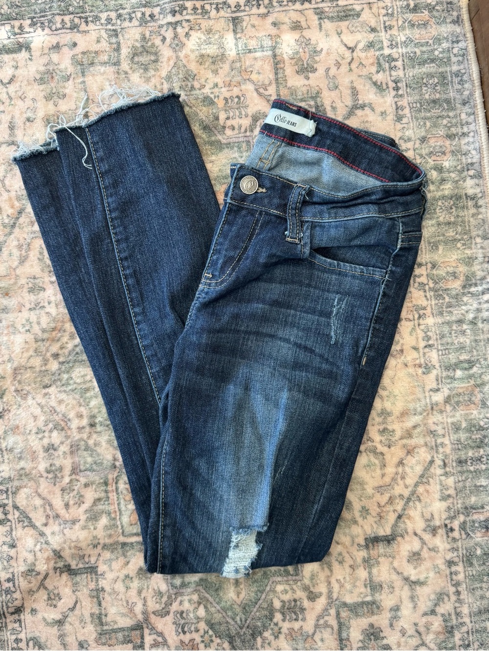 Women's Dark Blue Distressed Skinny Jeans